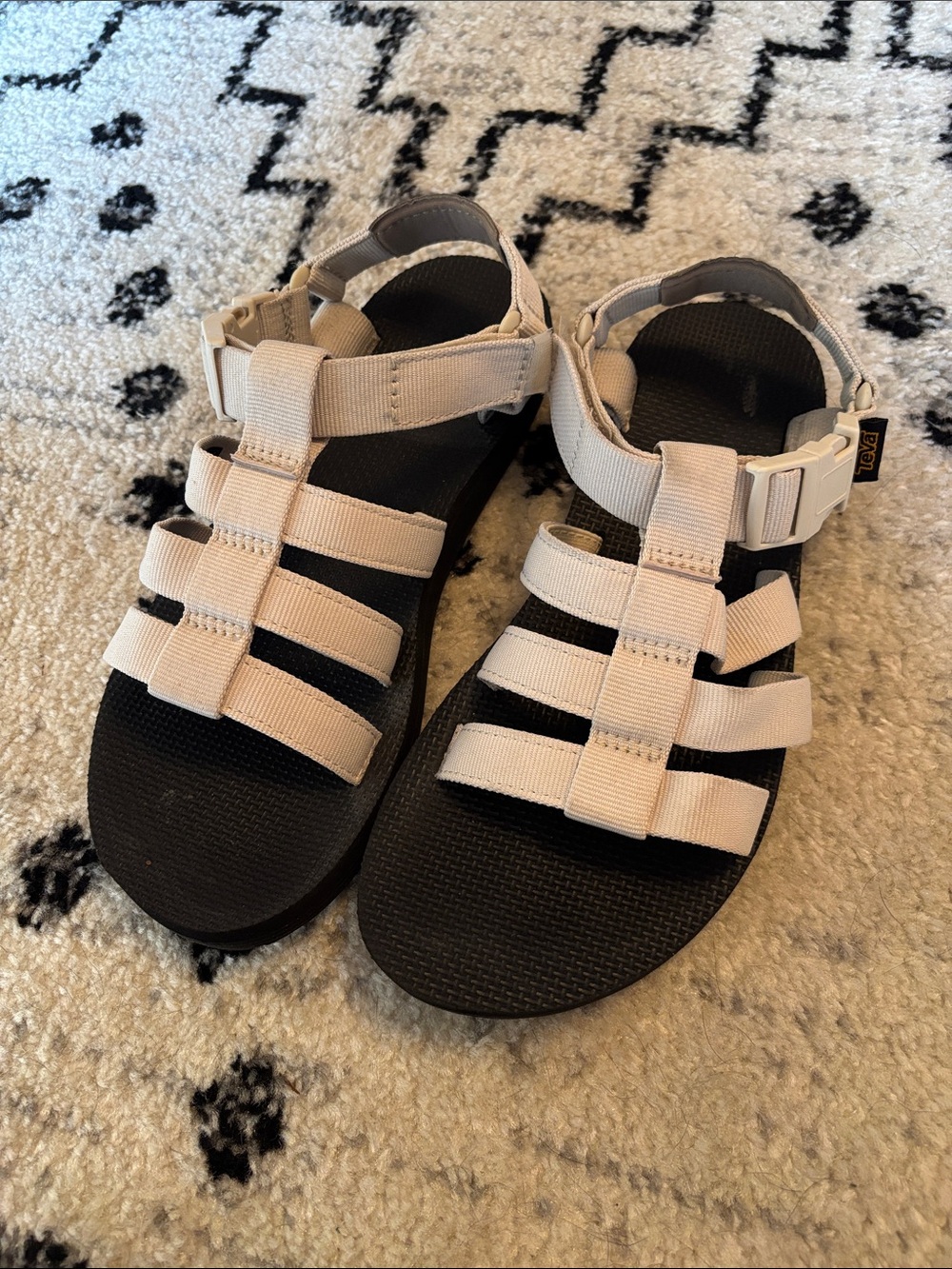 Teva Tan Strappy Sport Sandals with Black Footbed